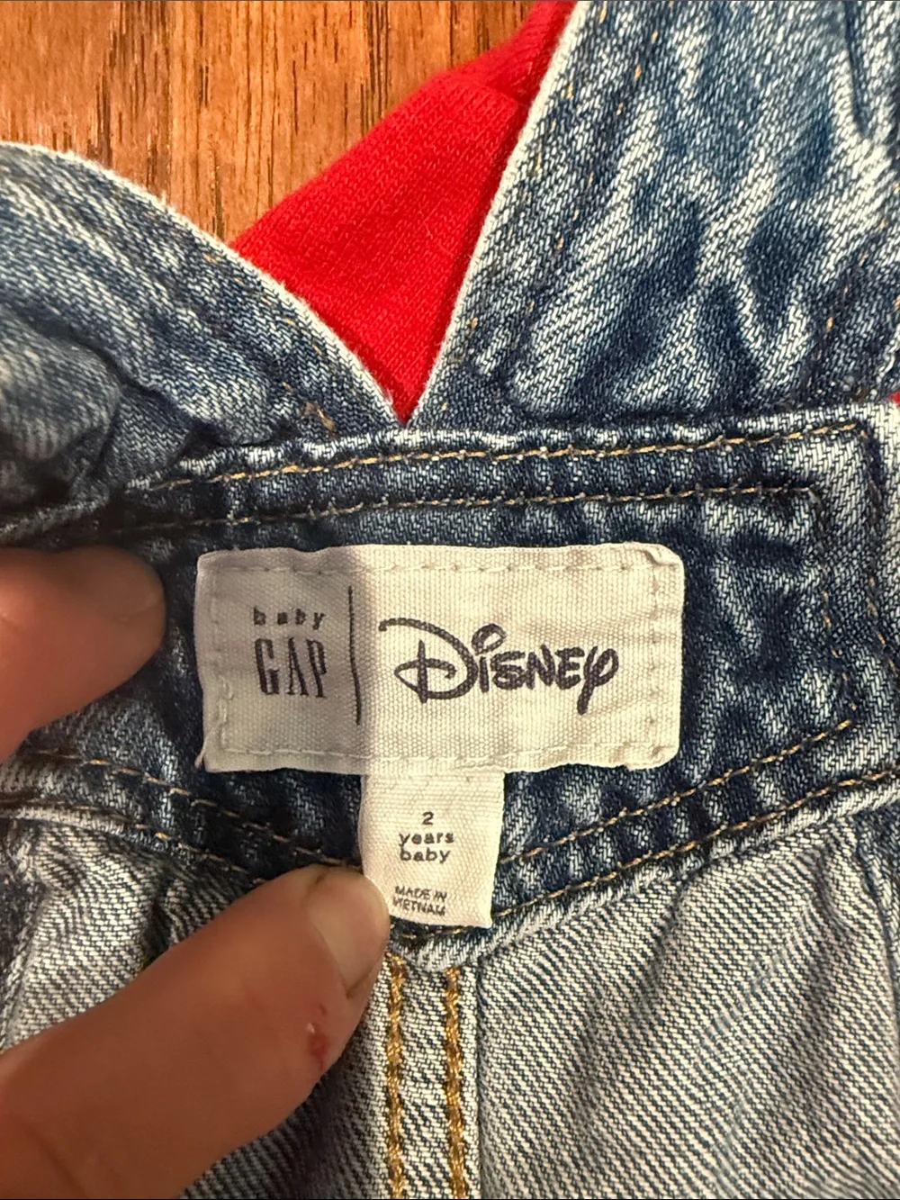 GAP Red Sweatshirt with Blue Denim Minnie Overalls - Kids